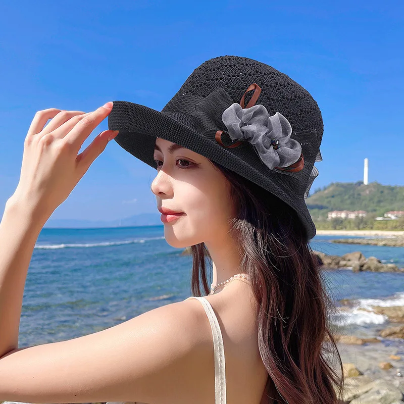

2022 New Summer Women Straw Hat Cotton Dome Female Breathable Sunscreen Sunshade Hat Beach Outdoor Leisure Flower Fisherman Hat