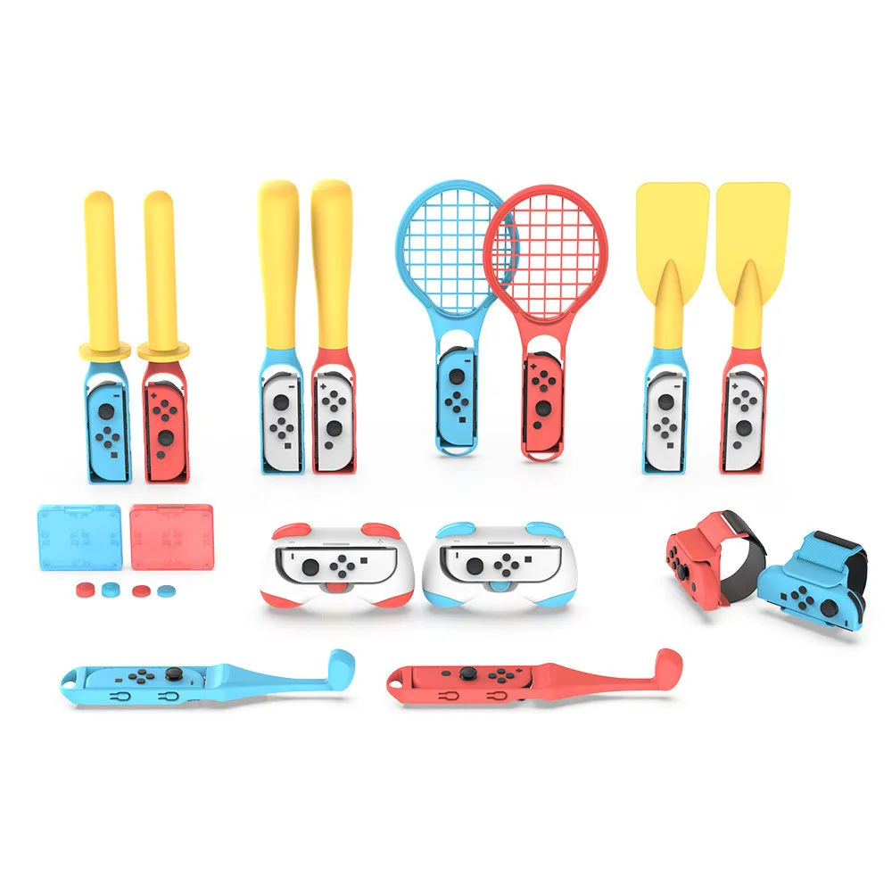 

TNS-2168 25in1 For Switch Sports Grips Control game Accessories Set Joystick Kit Silicone Cap Wrist Strap Strap Tennis Racket