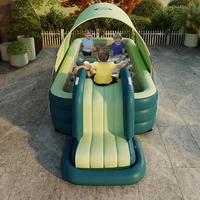 Piscine gonflable pliante pour enfants, fête en plein air familiale, pare-soleil, toboggans pour bébés 6