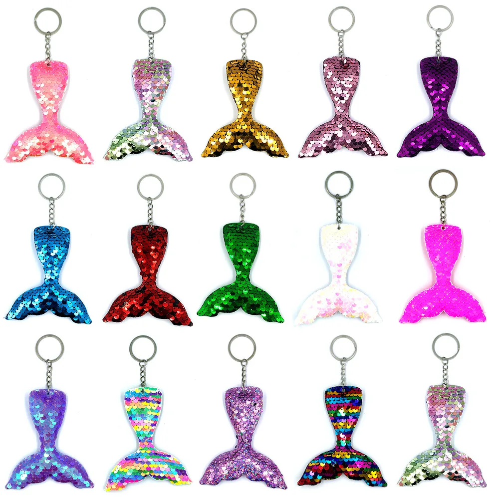 Pink Mermaid Tail Glitter Keychain 