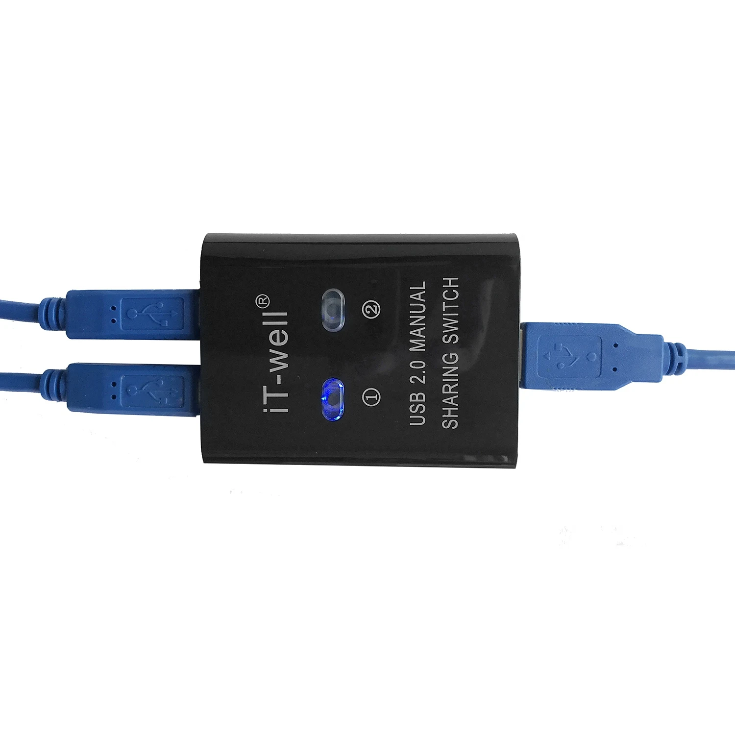 IT-Well USB 2 in 1 출력 프린터, 2 포트 수동 Kvm 변환기, 검정색