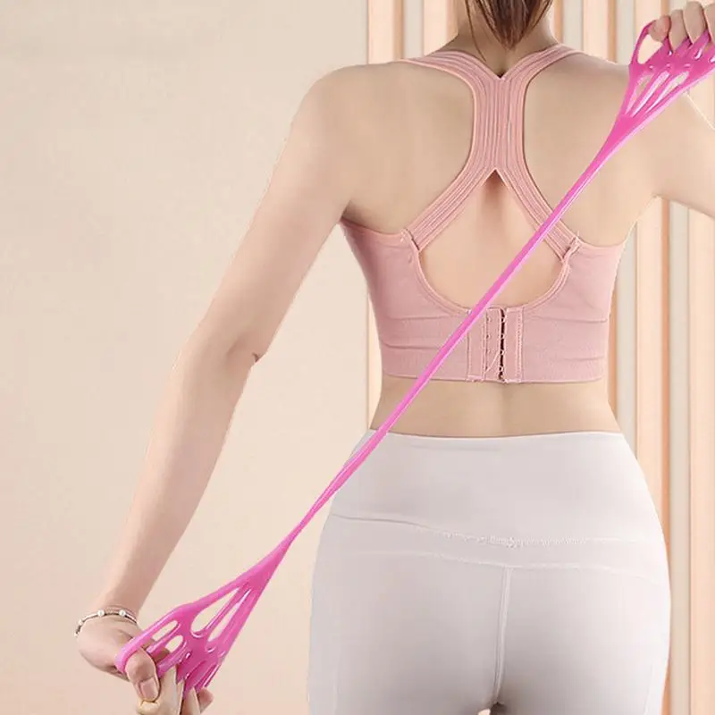 Fitness Resistance Band Arm Back Stretch 5 Finger Rings Arm Exerciser Workout Elastic Bands