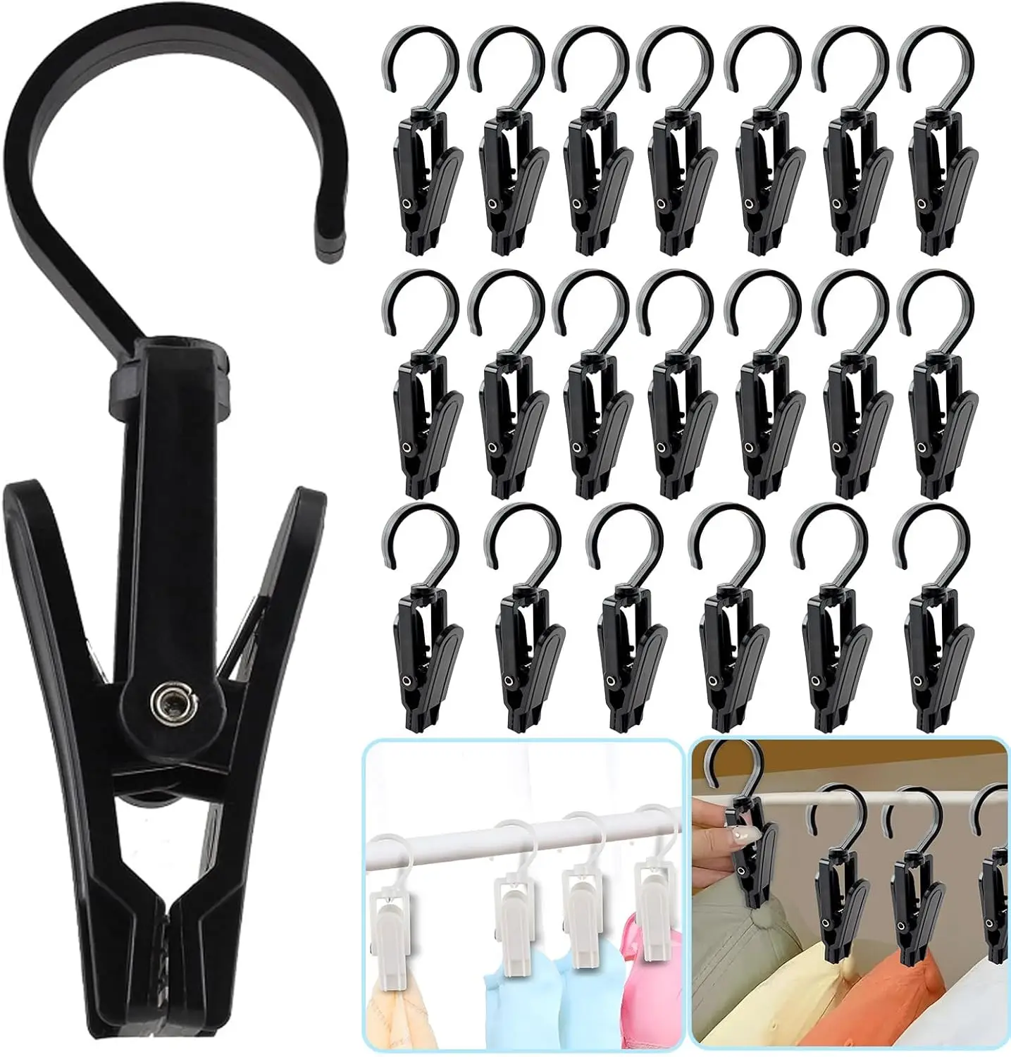 Tsffae Ganci per Lavanderia Portatili 10 Pezzi Clip per Riporre Abiti in Acrilico Clip per Ganci per Vestiti per Vestiti, Pantaloni, Sciarpe, Gonne