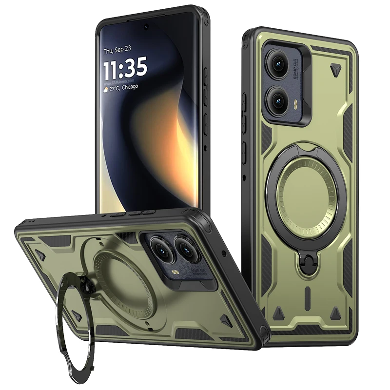 ELVEV Magnetic Dropproof Phone Case with Rotatable Ring Stand