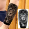 Realistic Lion Eyes Arm Temporary Tattoos For Women Adult Men Lion Compass Crown Cross False Tattoo 3D Waterproof Tattoo Sticker 5