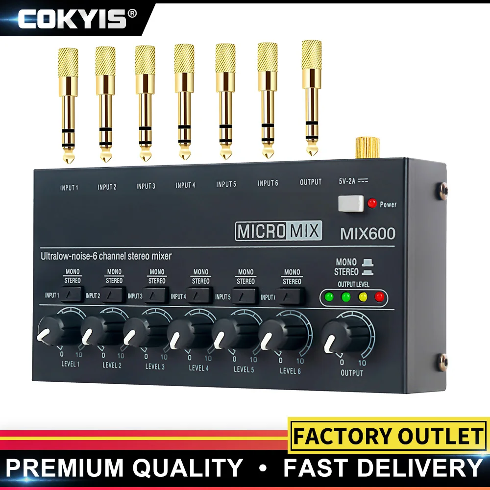 Audio Mixer Ultra Compact Mixer Mini DJ Low Noise 6 channel Sound Mixer Professional KTV Sound Stereo Guitar musical instrument