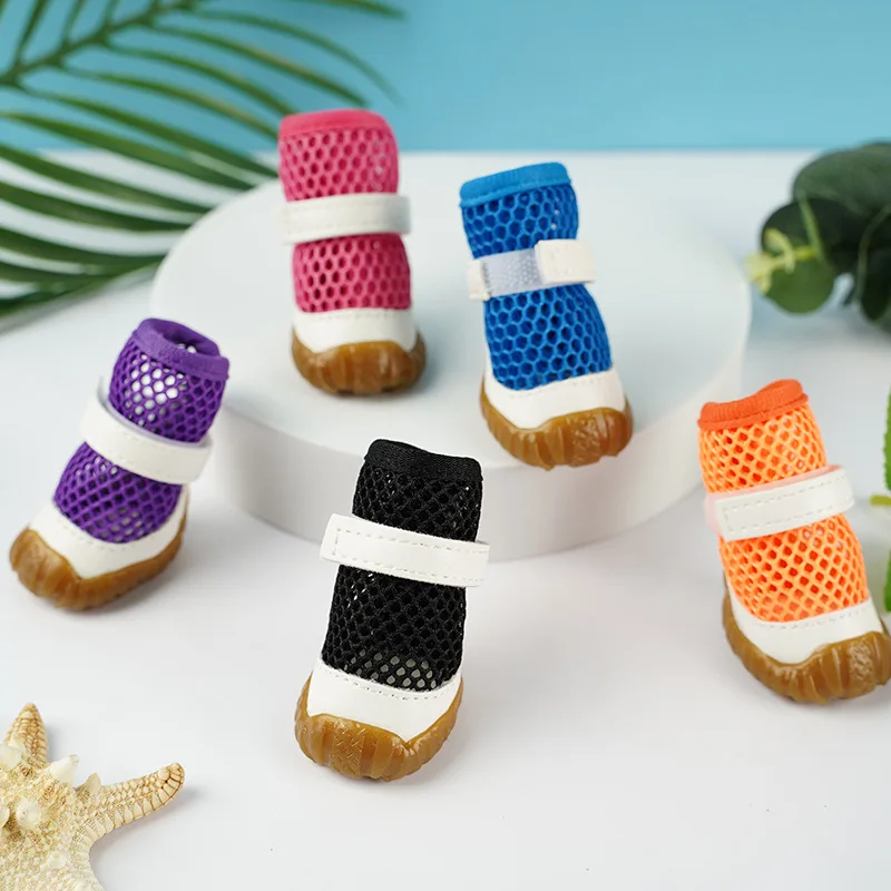 

Summer New Pet Supplies Puppy Dog Shoes for Large Dogs Breathable Mesh Four Teddy Boots