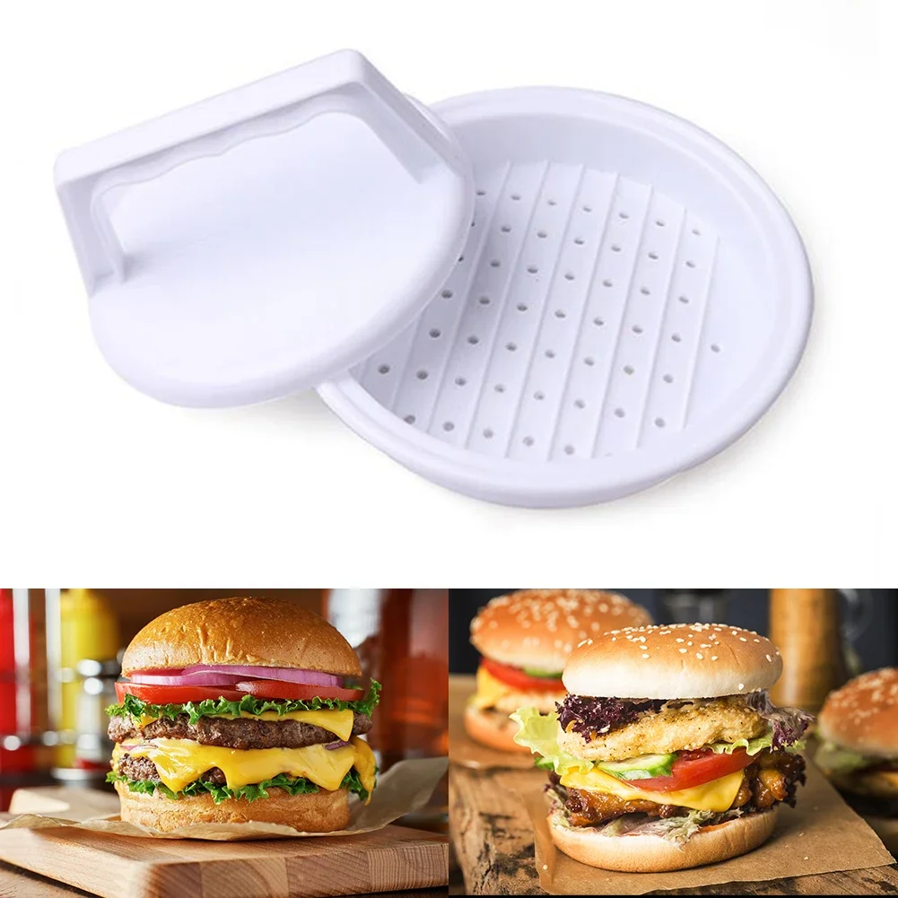 1 Set Round Shape Hamburger Press Food-Grade Plastic Hamburger Meat Beef Grill Burger Press Patty Maker Mold Mould Kitchen Tool