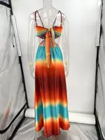 Sexy Gradient Hollow Out Maxi Dress Women Backless Sleeveless Sling Long Dresses 2025 Summer Vacation Boho Beach Satin Robes - Image 6
