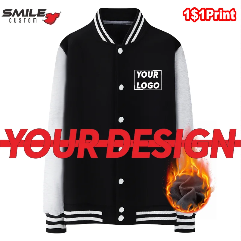 Winter Fashion Men Women Baseball Uniform Custom Print Logo Plus Velvet Warm Jacket Embroidery Pattern Casual Sweatshirt Design men and women flight jacket custom printing logo casual bomber coat baseball uniform embroidery pattern trend windbreaker design