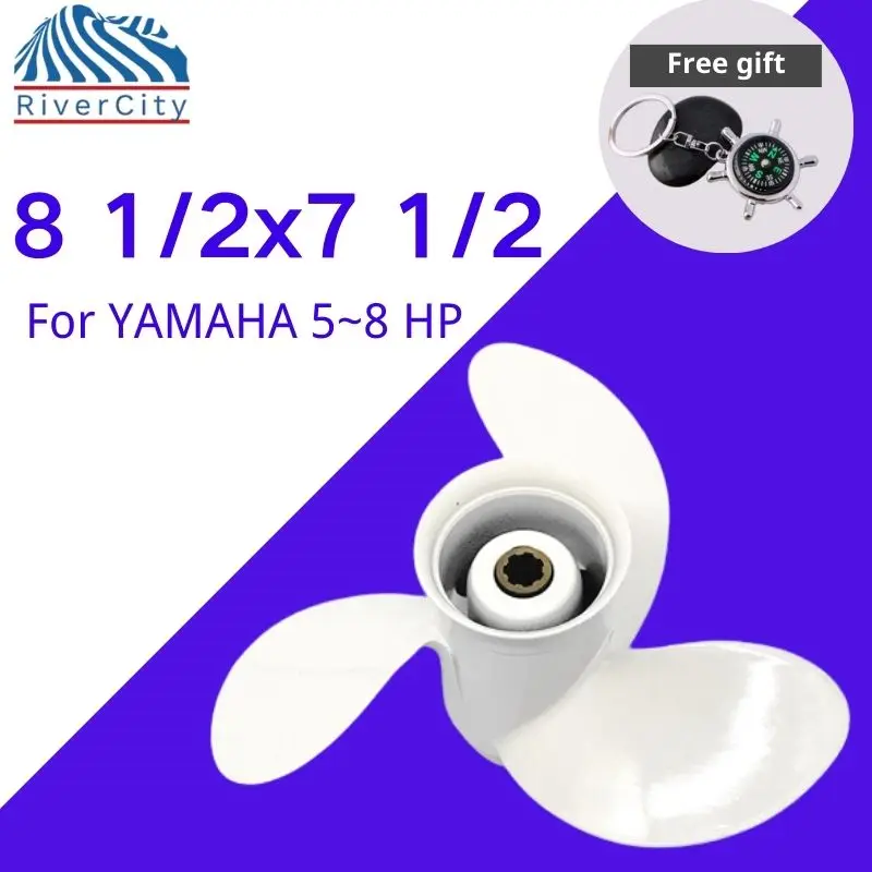 For Yamaha 5 6 8 f6 f8 f9 Outboard Propeller 8 1/2* 7 1/2 Boat Motor Aluminum Alloy Screw Ship Marine Engine 3 Blade 7 Spline model ship g series cnc two blade propeller 1 9 pitch hole 4 76mm metal paddle