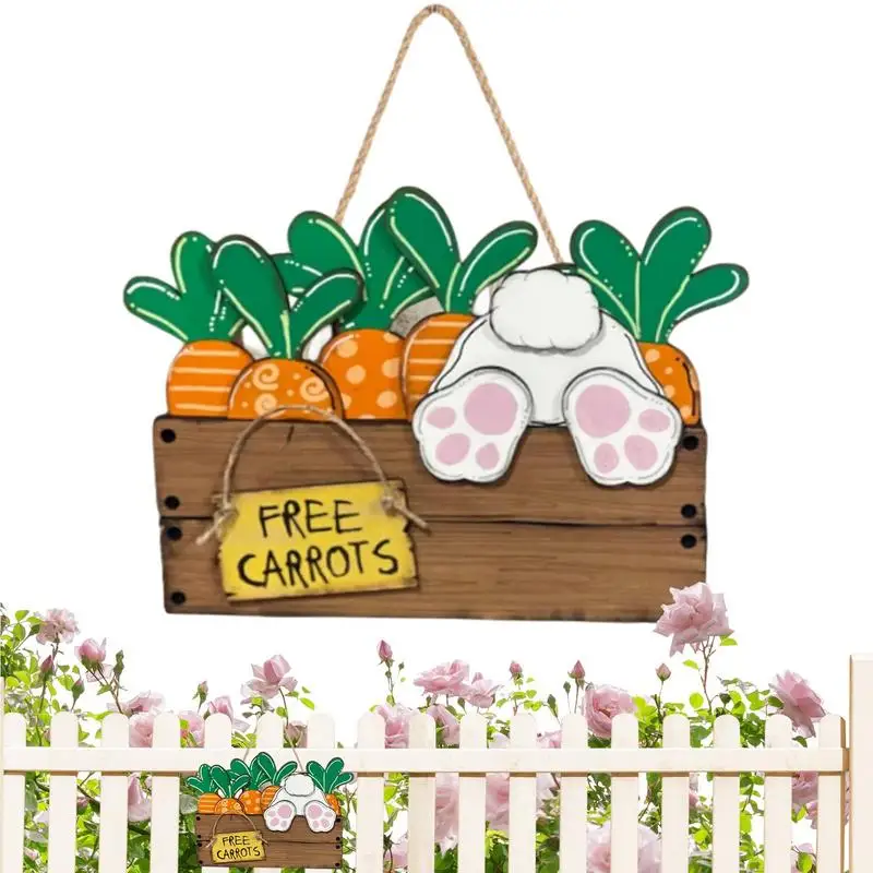 

Easter Welcome Sign Bunny Spring Wall Hanger Rustic Adorable Water Resistant Durable Anti Fade Happy Easter Door Hanger Front