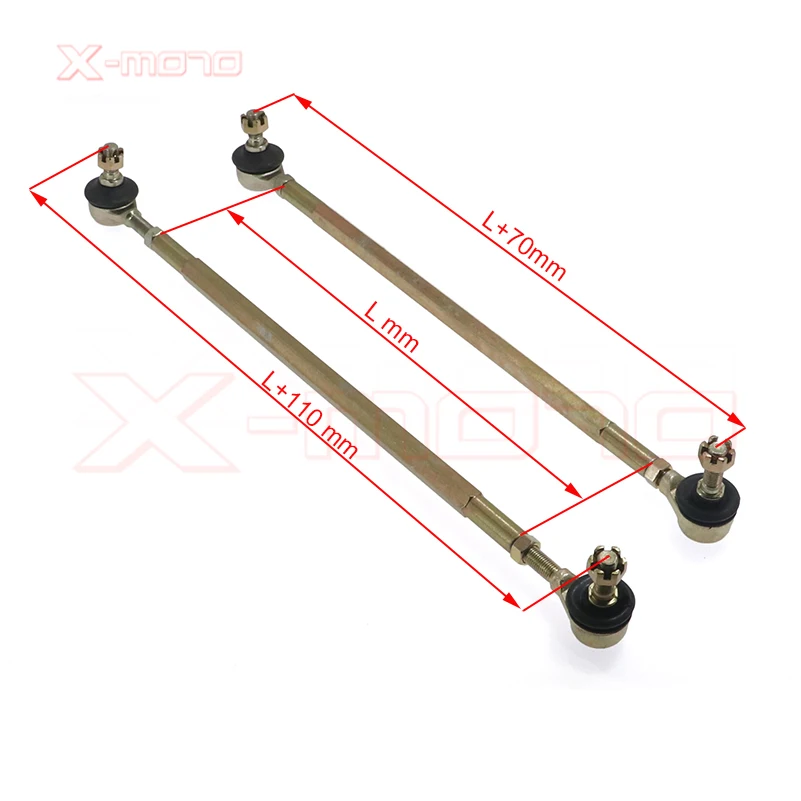 M10-M10 230mm 240mm 250 260mm 270mm 280mm 330mm ATV Tie Rod Kits 1Pair/2pcs for China Chinese ATV Quad Bike Parts
