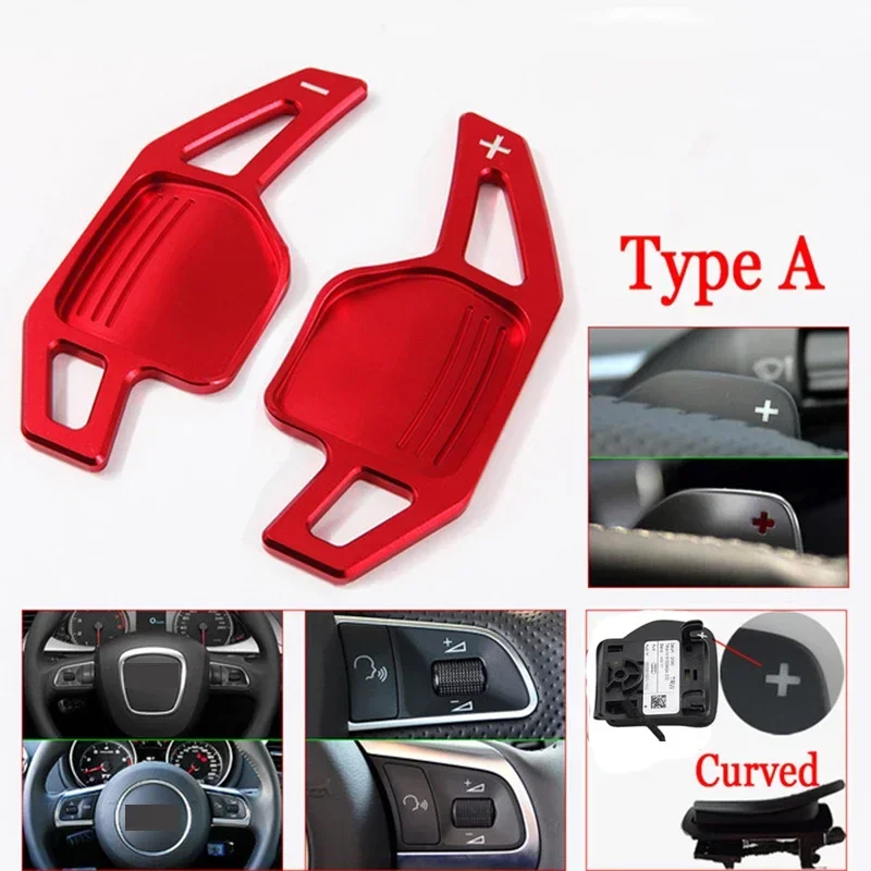 Carbon Fiber Paddle Shift For Audi A4 B8 A3 8P S3 A5 A6 S6 C6 Q5 A8 R8 TT TTS 2006 2011 Car Steering Wheel Paddles Shifter Extension DSG 1Pair Red Black