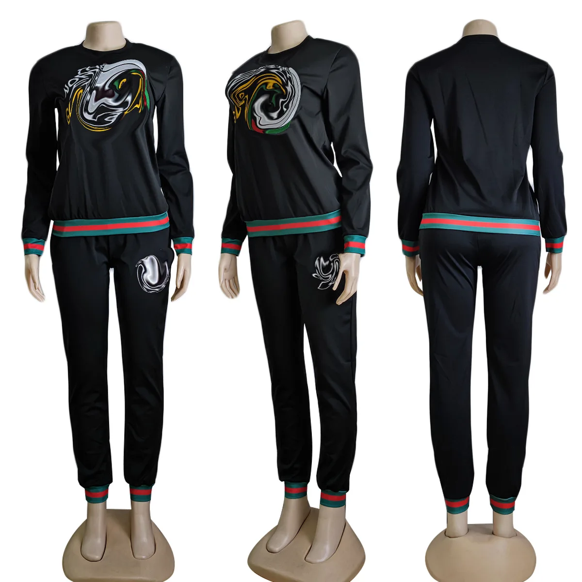 Vestidos De Fiestatrend2024 Women'S Autumn And Winter New Fashion Leisure Sports Sweater+Trousers Embroidered Two-Piece Suit