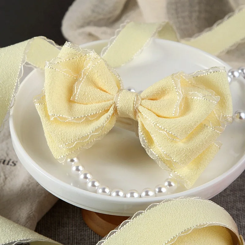 Transparent Edge Lace Ribbon for DIY Bows and Crafts – 25mm Single Color