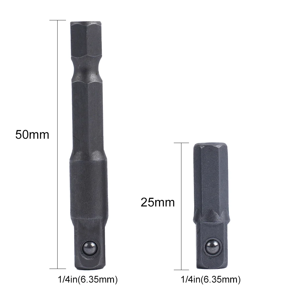 Description Picture 4 of item2pcs Sockets Adapter Converter 1 4 Hex Shanks To 1 4 Socket Adapter Sockets Drill Bit Bar Extension Rods Wrench 25 50mm