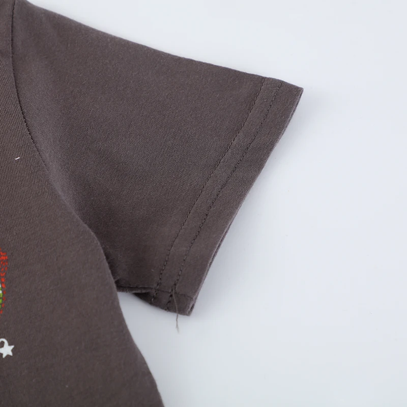 Luminous Brown Boys Tops Children's Clothing Universe Space Aircraft Kids Clothes 2025 Summer Baby Infant Short Sleeve T Shirts