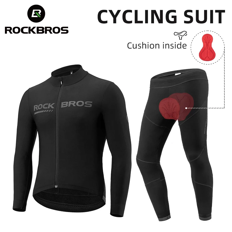 

ROCKBROS Cycling Jersey Suit Autumn Winter Long Sleeves Jacket Riding Men Women Clothing Set Windproof Breathable Keep Warm