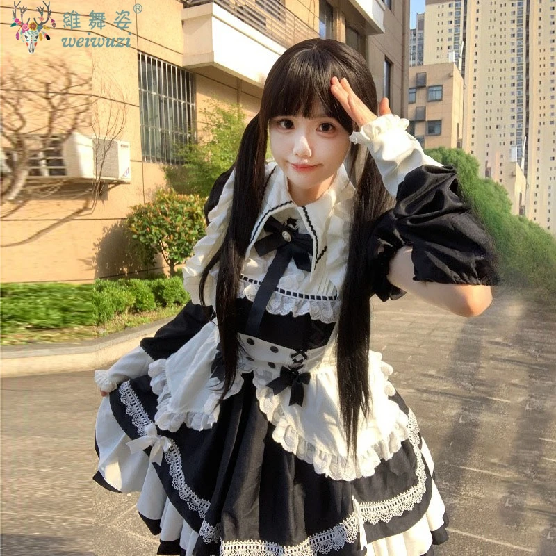 Women's Dress Costumes Lolita Maid Japanese Anime Lolita Maid Dress  Sweet  Classic Cosplay Costume With Apron Maid Outfit
