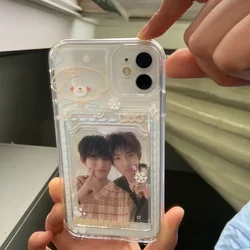 Adorable Line Bear Kawaii Phone Case with Card Slot Cover - iPhone 15 Plus (A)