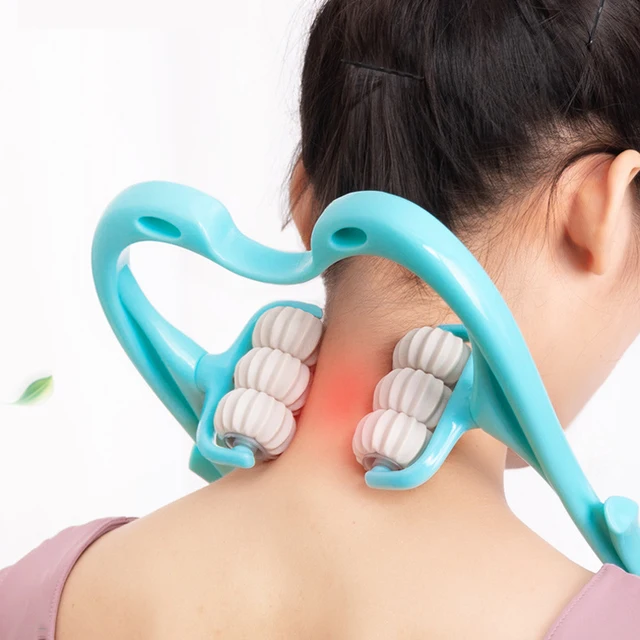 Cervical Massager Clip Neck Massage Artifact Six Wheel Neck Kneading Massager Manual Multifunctional Home Use Fatigue Relief 6
