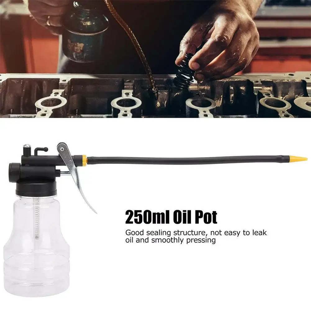 250ml Oiler Grease Guns Equipment High Pressure Pump Oiler Lubrication Oil Can Plastic Machine Oil Pot Extended Hose