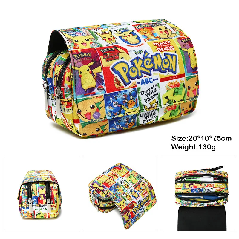 thumbnail image 1 of Estuche de lápices portátil de Pokémon, estuche mediano y pequeño para estudiantes, Material de nailon para aprender papelería, bolsillo de Pikachu, regalo de juguete de Anime, 1 of 4