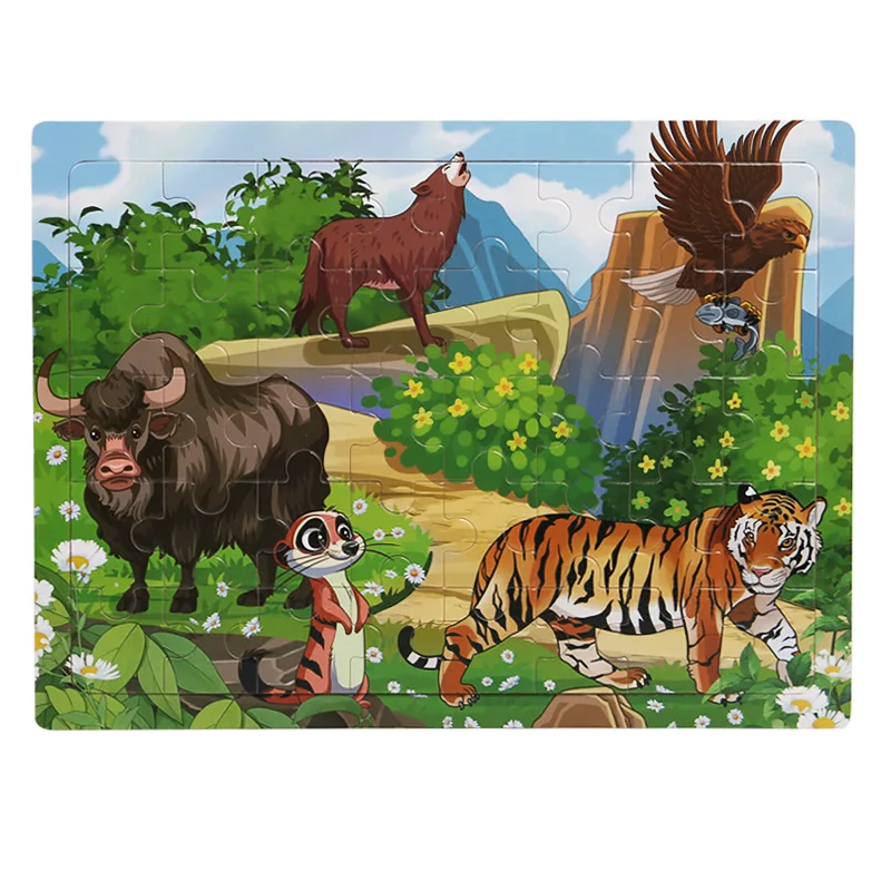 Kids' Educational Wooden Cartoon Animal & Vehicle 3D Puzzle Set - 40 Pieces