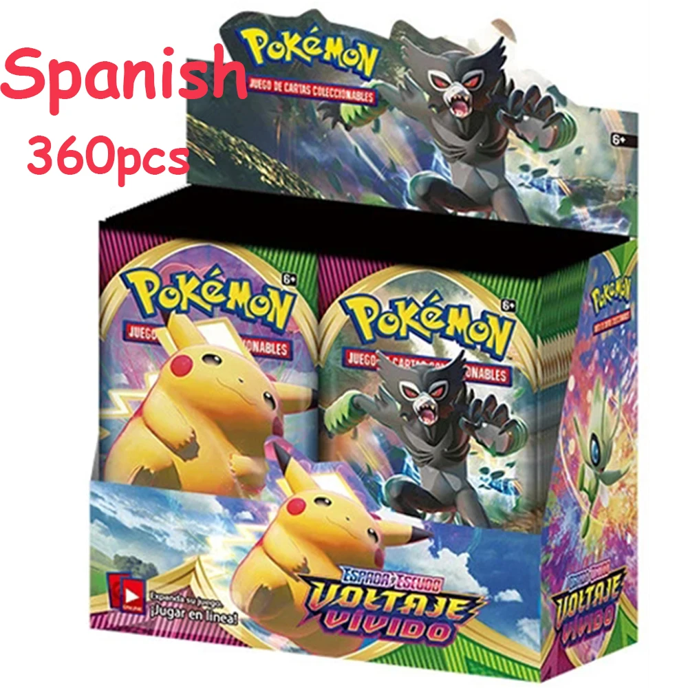 

New Pokemon Cards Toy English/Spanish Trading Sword Shield Lost Origin Fusion Strike Collection Box Card Energy Trainer Tag Team