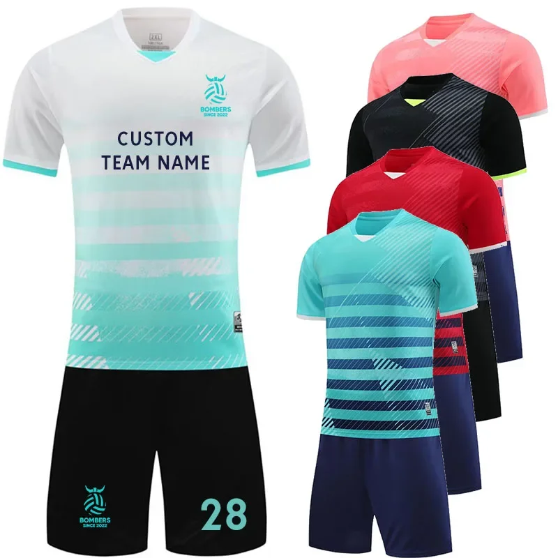 

Football Uniform Custom Soccer Jersey Set for Men Kids Quick Dry Breathable Man Children Shirt Shorts Team Club
