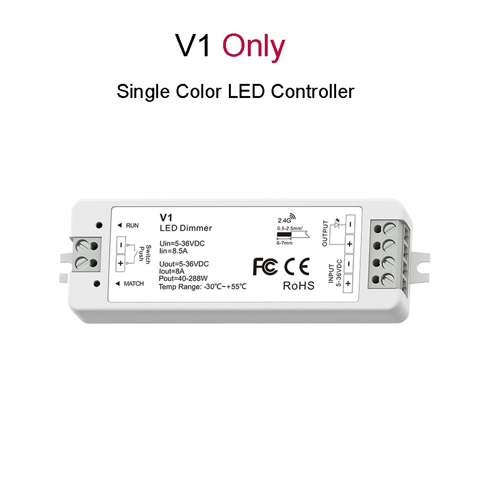 Controller per strisce LED RGBW 12/24V MAX 10A con telecomando 2.4GHz