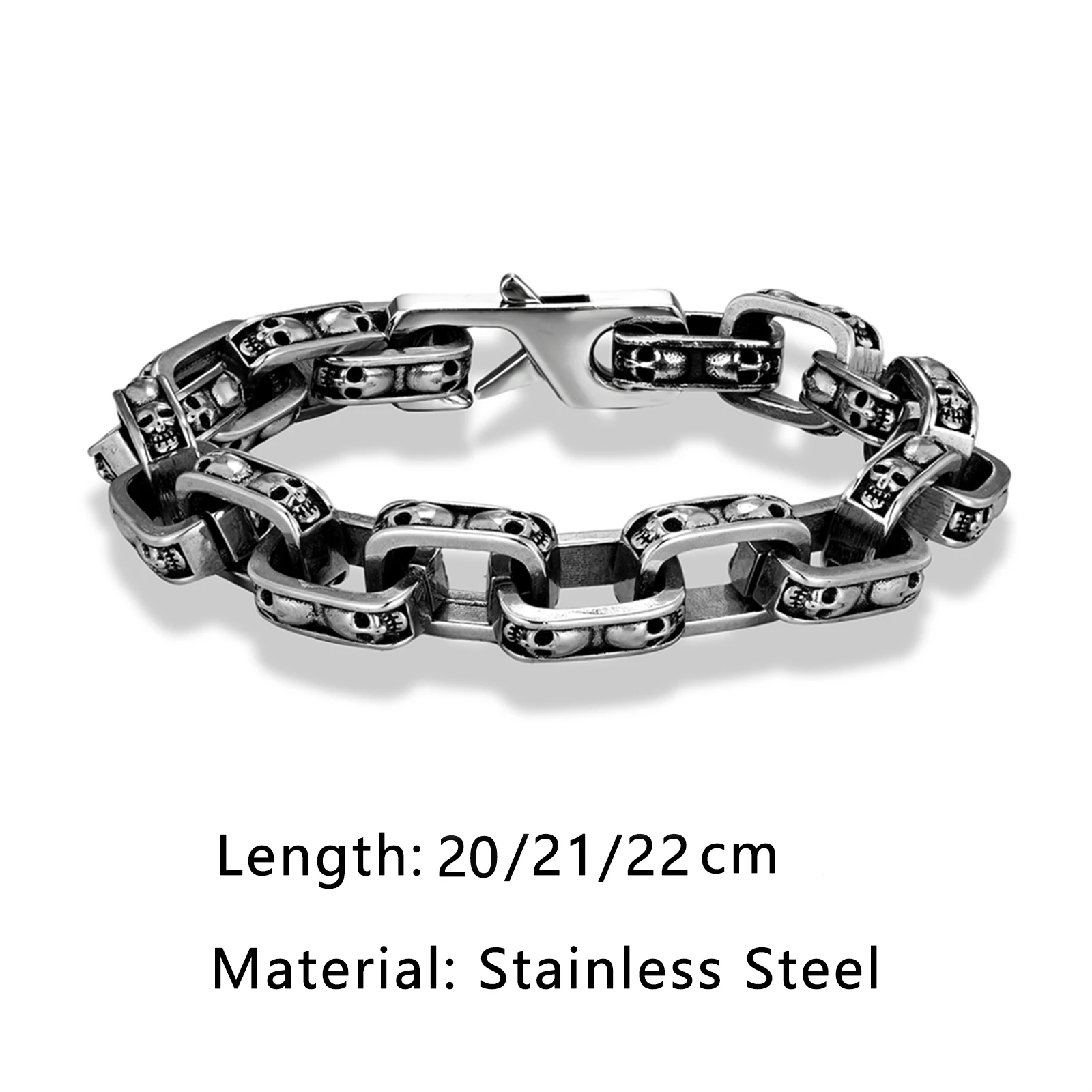 JewelryWe Gioielli Bracciale da Uomo Punk Musica Hip Hop in Acciaio Inossidabile Colore Argento Catena