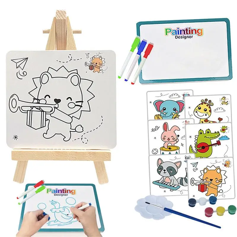 Kids Art Painting Set 19pcs DIY Watercolor Painting with Drawing Board  Brush Easel Palette Pen Paint