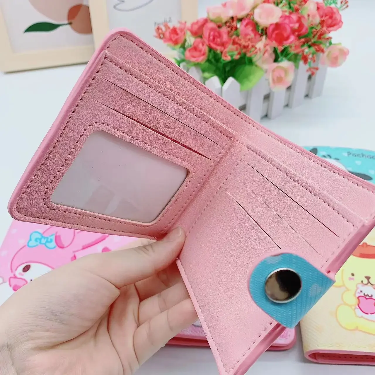 Sanrio Women's PU Wallet Cartoons Hello Kitty Kulomi Melody Cinnamoroll Printing Portable ID Card Holders Coin Purse Girl Gifts