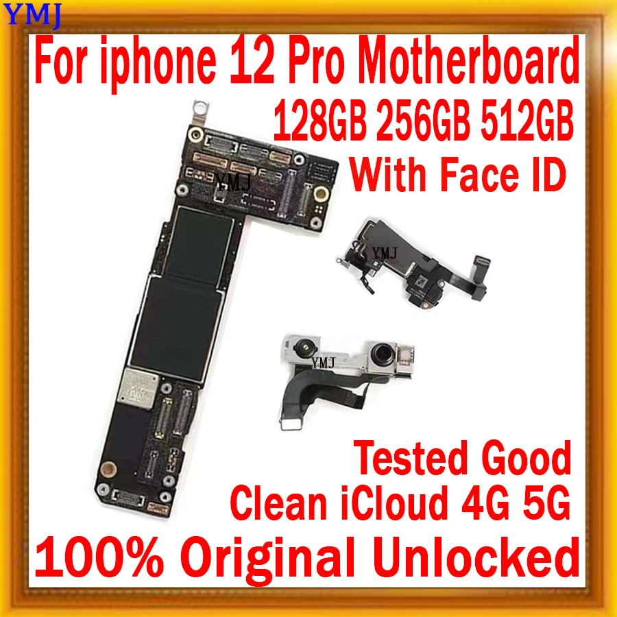 

Full Working Motherboard for iPhone 12 Pro, Clean iCloud, Original Logic Board, 4G Lte, GSM, 5G Network, Support IOS Update Main