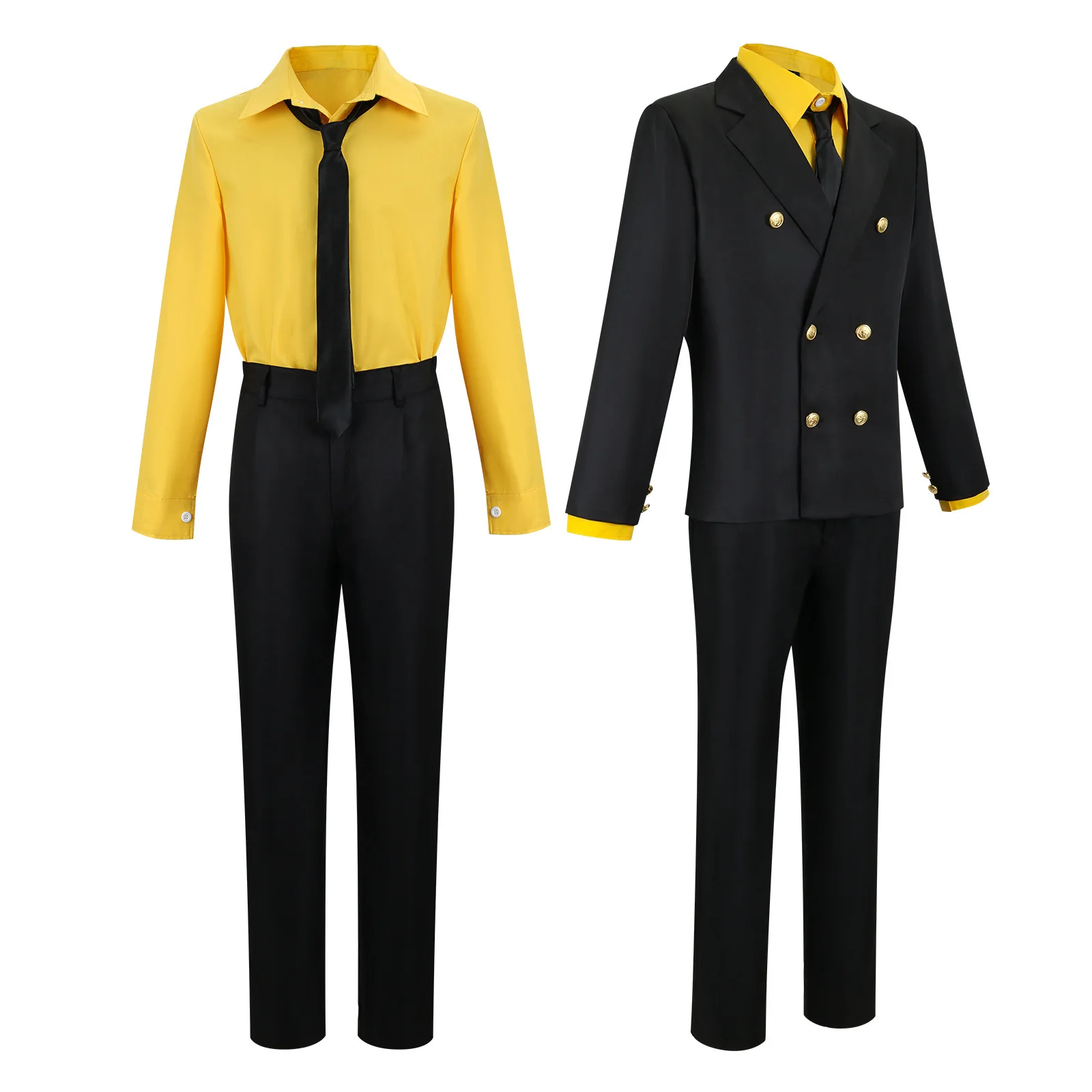 Anime One Piece Sanji Cosplay Costume Blue Yellow Shirt Suit Uniforms Full Set Halloween Party Role Play Outfit for Adult Men – Image 4
