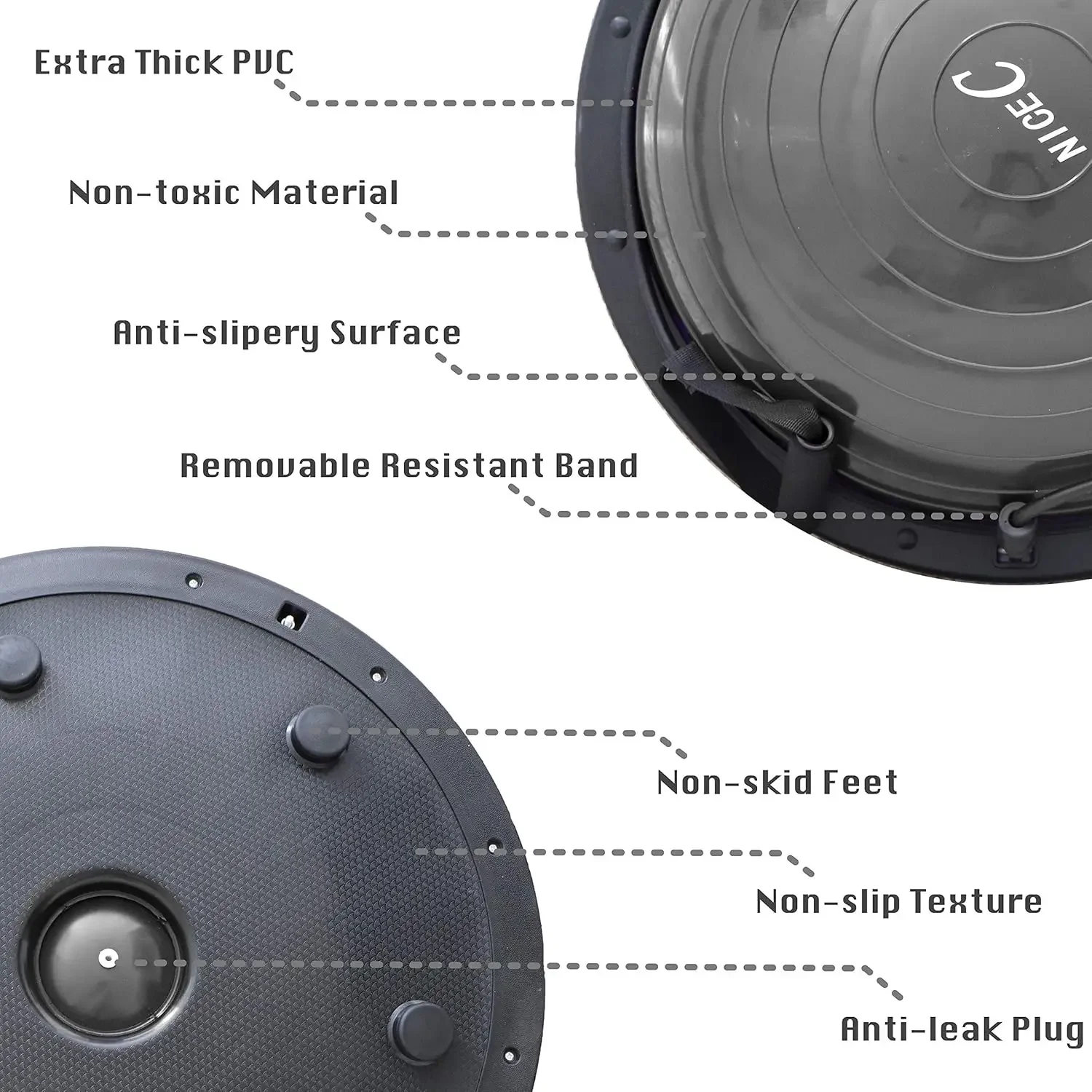 Half Balance Ball Trainer with Bands 2