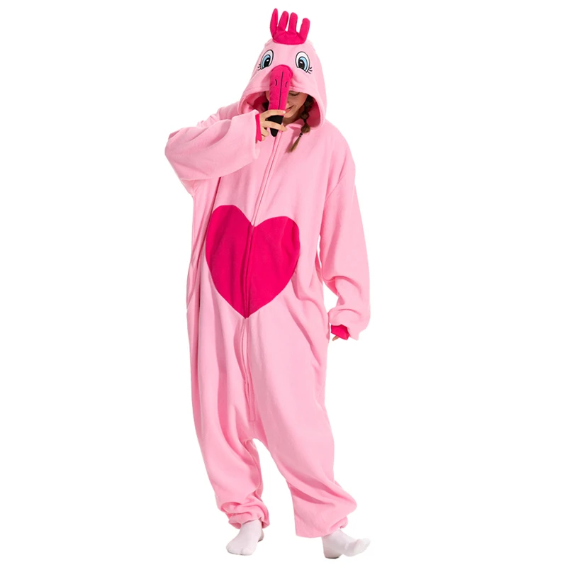 Kigurumi Onesie Animal Pajamas For Adult Women Men Cute Flamingo Pyjamas Homewear Halloween Cosplay Party Costume