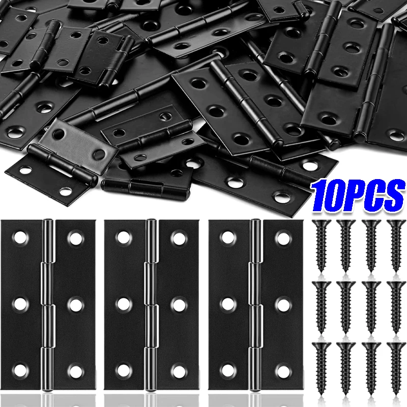 Black Door Hinges Stainless Steel Butt Hinges with Screws Cabinet Drawer Furniture Mounting Plate Flat Fixing Brackets for stainless steel hinges,door hinges