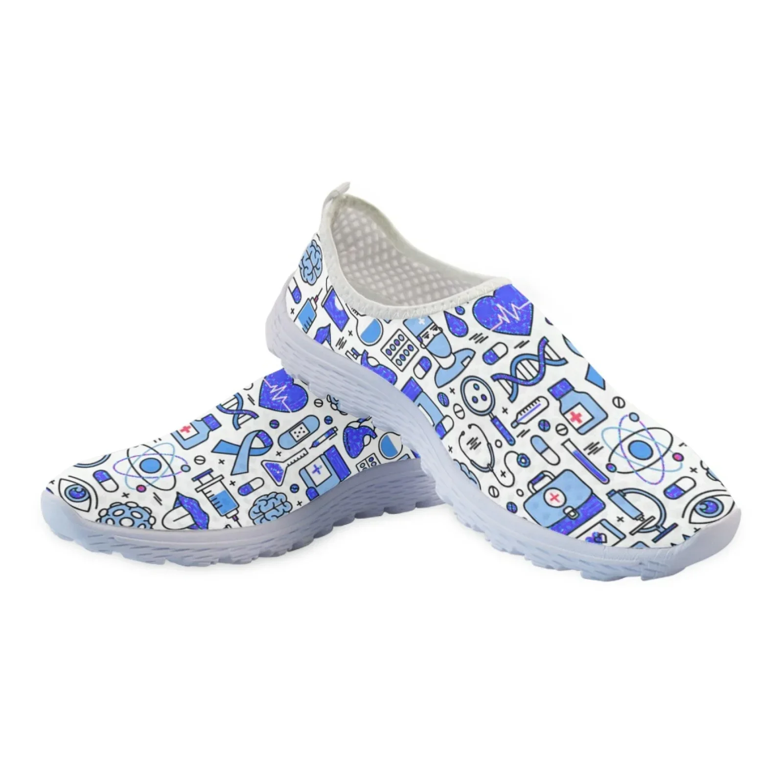 Slip On Women's Medical Flat Shoes Summer Comfortable Breathable Mesh Sneakers Casual Loafers Nurse Shoes Zapatos