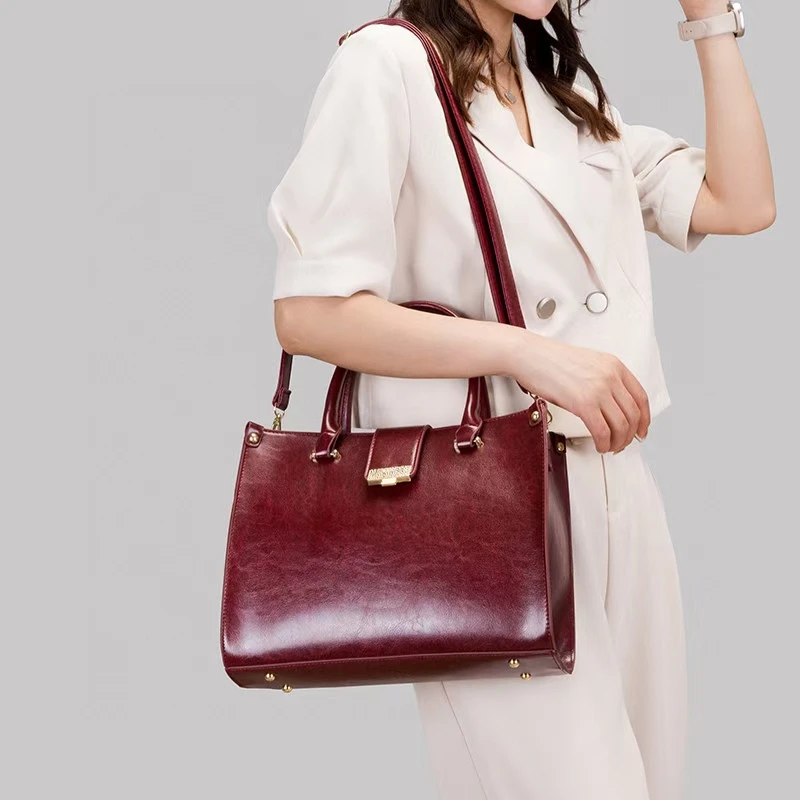 Fashion All-match Texture Middle-aged Ladies Leather Handbags Single Shoulder Bag main image 1