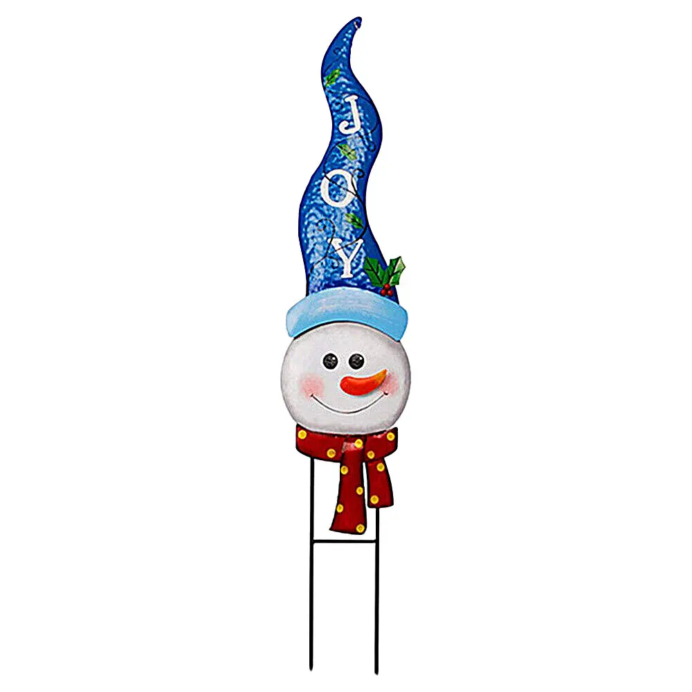 thumbnail image 1 of Letreros navideños para jardín al aire libre con diseño de muñeco de nieve y Papá Noel con estacas decorativas, 1 of 5