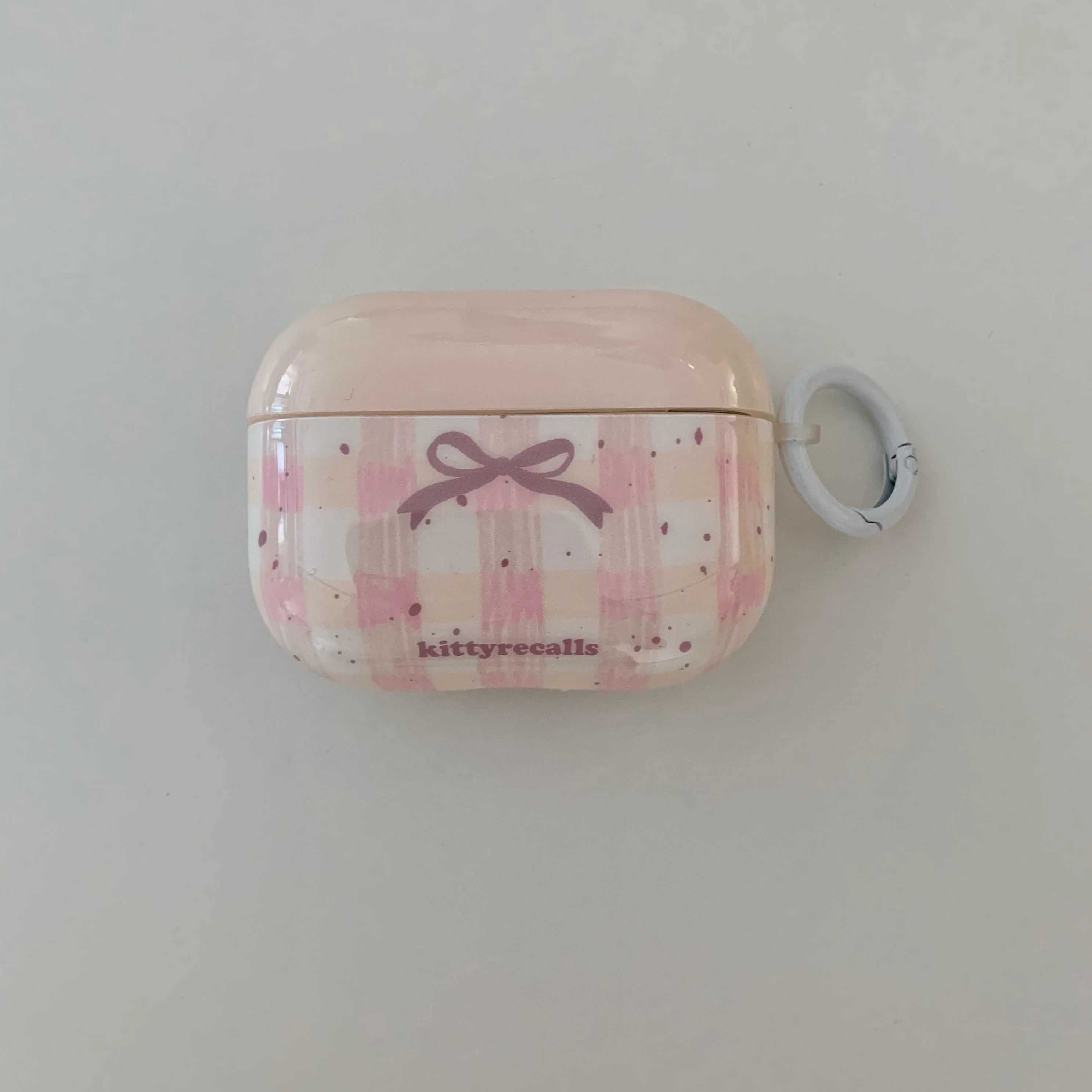 Korea Pink Bow Knot Grid Earphone Case For Airpods