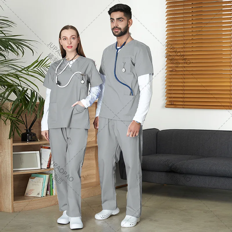 Multicolor Scrubs Uniform Short Sleeve Tops+Pants Nursing Uniform Women Pet Shop Doctor Scrub Medical Surgery Workwear Scrub Set