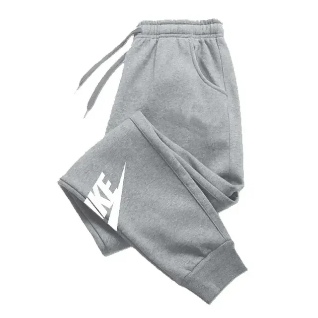 Men's Luxury Printed Sports Pants, Warm Wool Jogging Pants, Outer Brand, Straight Leg, Multiple Pack, Autumn, 2024