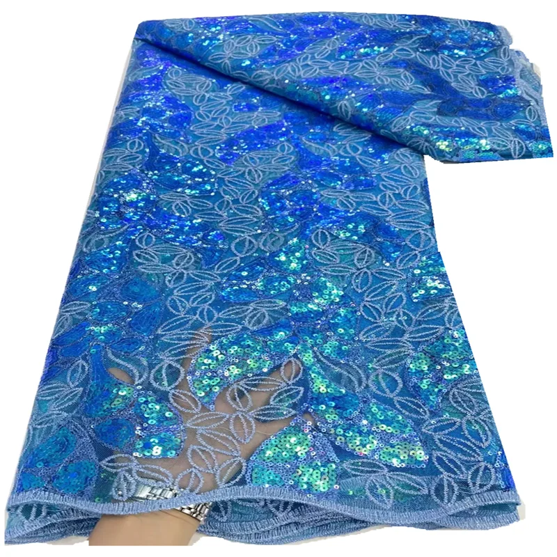 

Sequin Embroidery Lace Fabric Elegant French Net Lace Fabric With Nigerian Sequins Lace Fabrics F37D218