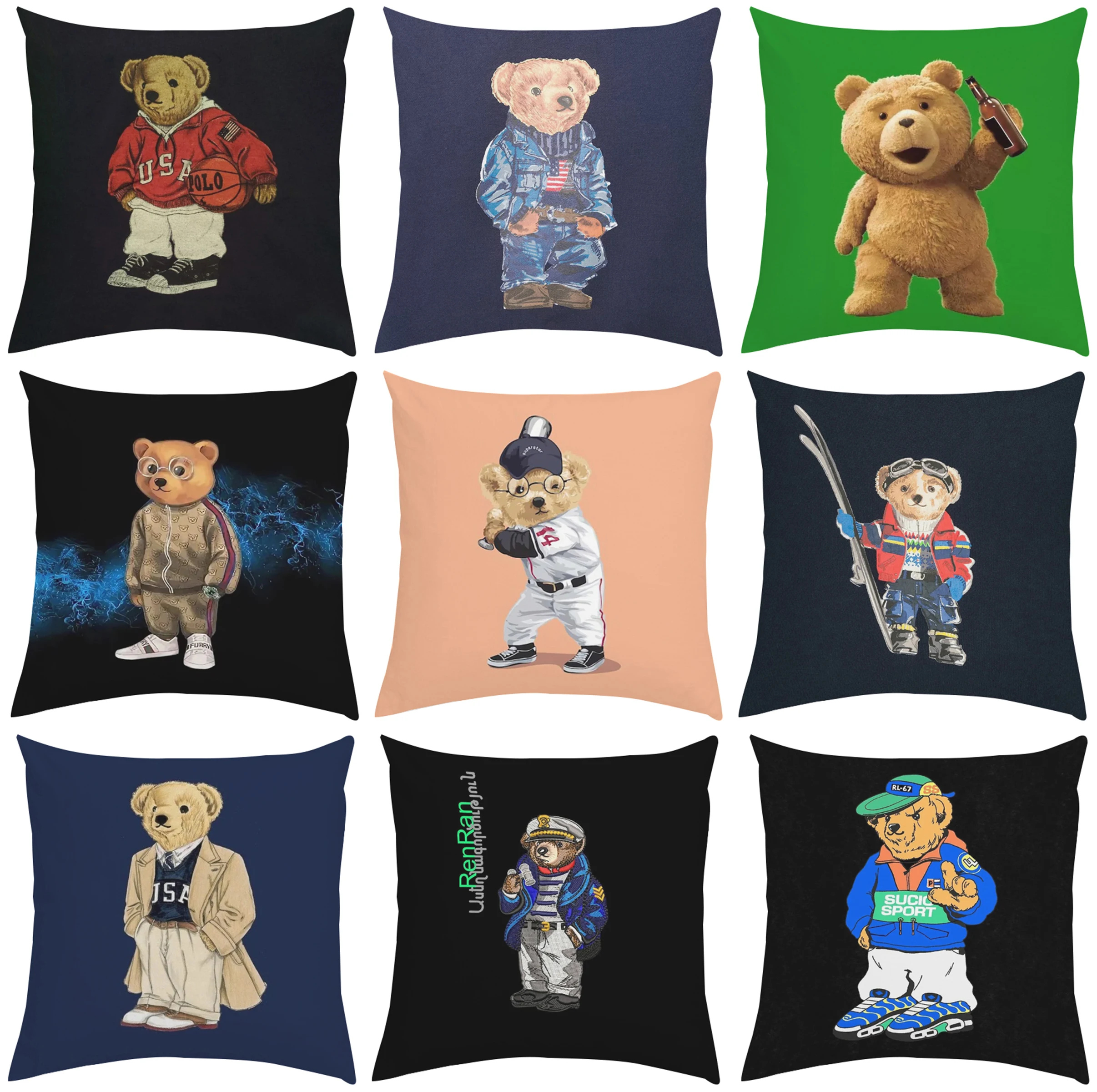 

45x45cm sofa decorative cushion cover fashionable bear pillow cover bed decorative pillowcase customized gift chair backrest