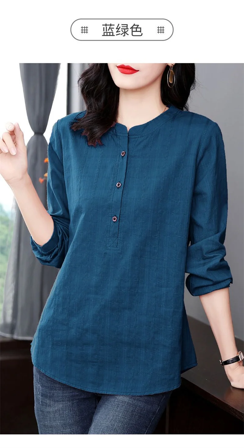 Large Size Mid Length Women Thin O-Neck Cotton Shirt Tops Coat 2025 Spring Autumn Female Long Sleeve Cardigan Blouse Jacket 5XL