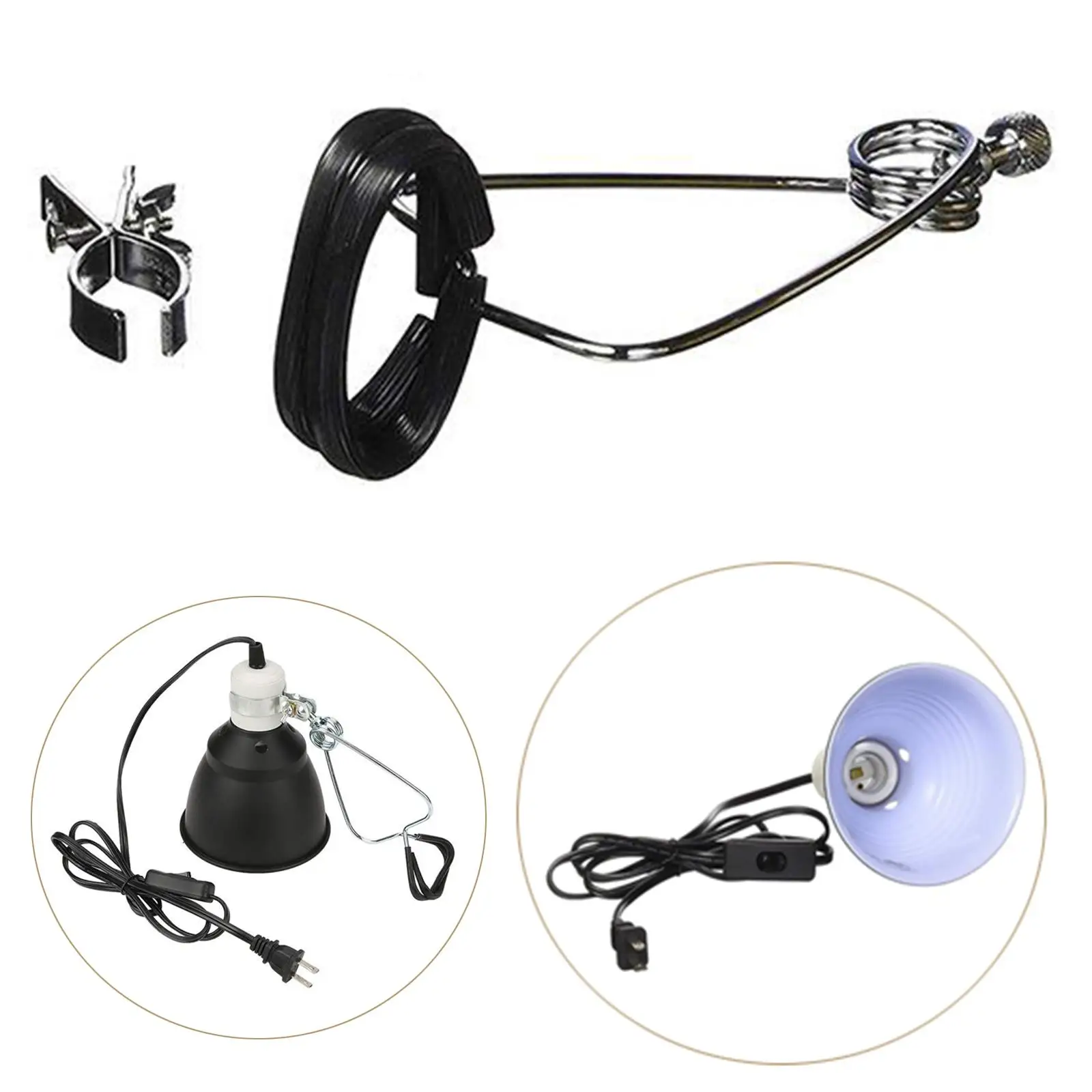 Reptile Lamp Clamp Turtle UVA/UVB Holder Ceramic Socket Safety Cover for Reptile Terrarium Basking reptile heating lamp